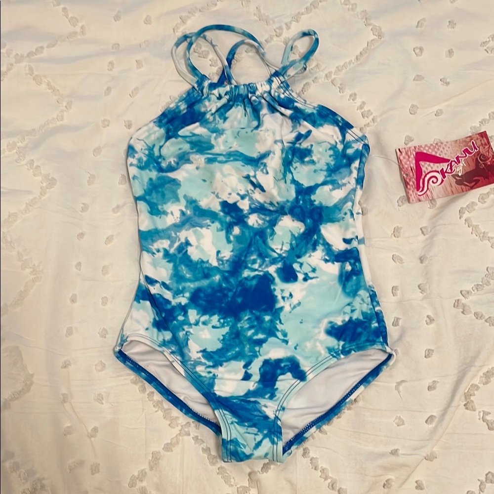 Kanu Surf Blue and White One Piece Swimwear nwt child youth 7